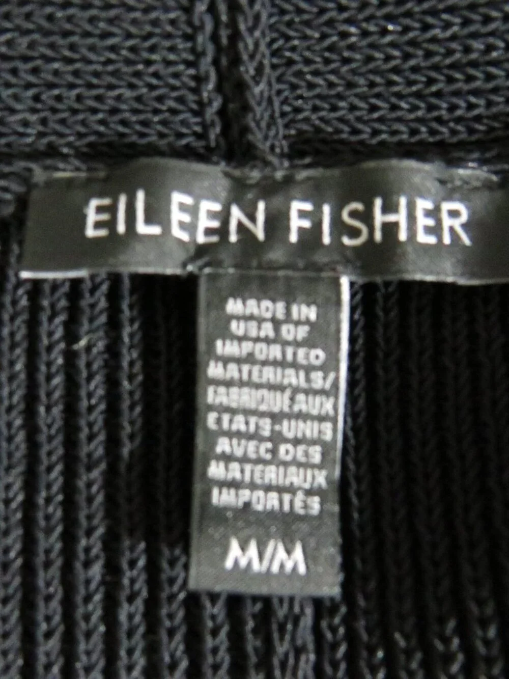 Eileen Fisher size Medium Black Cotton Blend Knit Cardigan Open Front Basic
